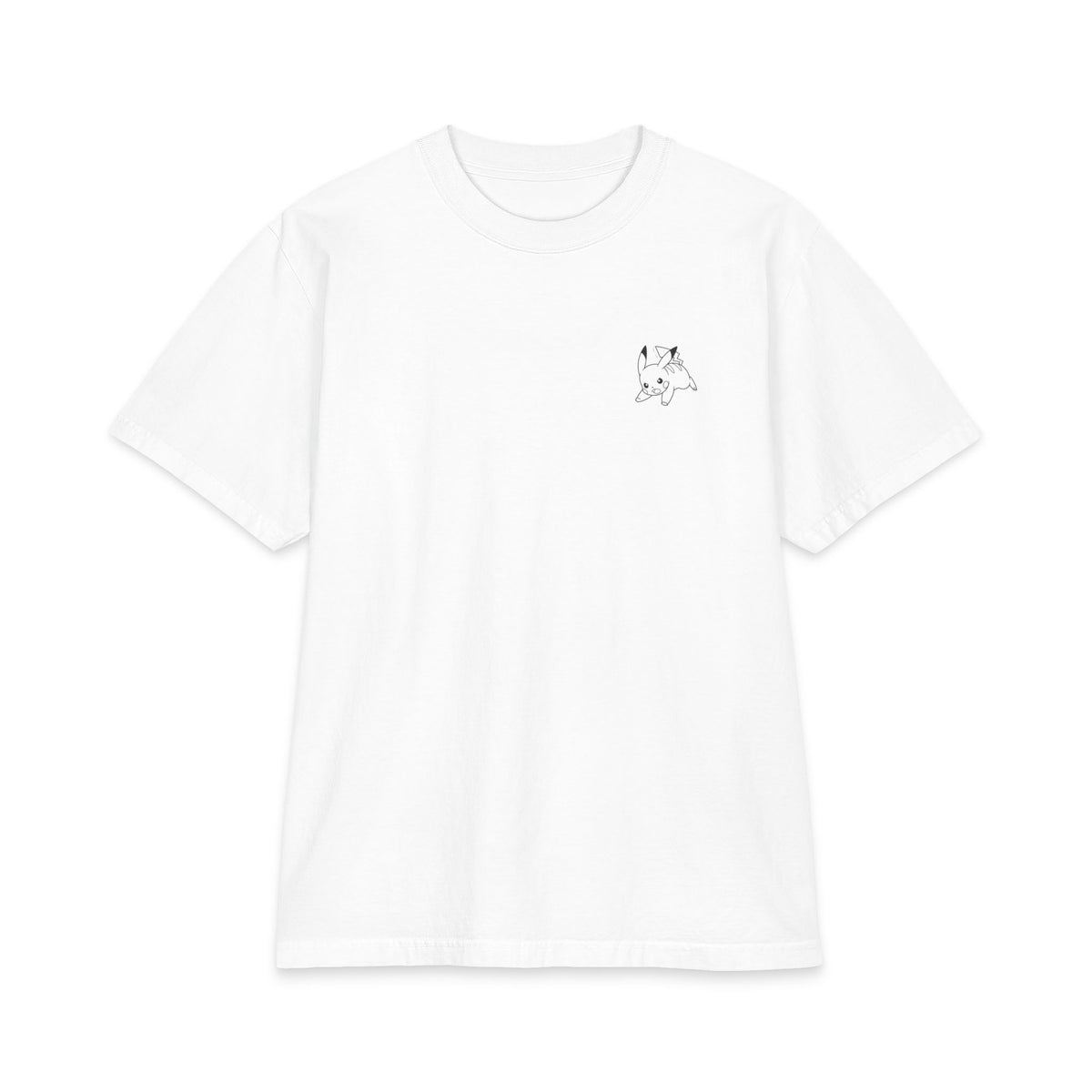 Pika Manga Grid T‑Shirt — Japanese Text Pocket & Back Print