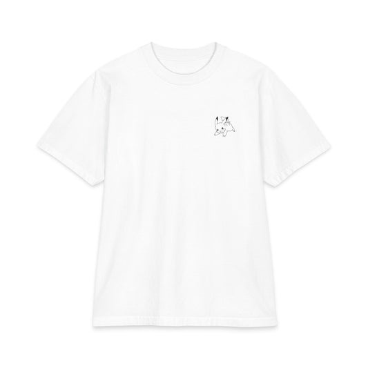Pika Manga Grid T‑Shirt — Japanese Text Pocket & Back Print
