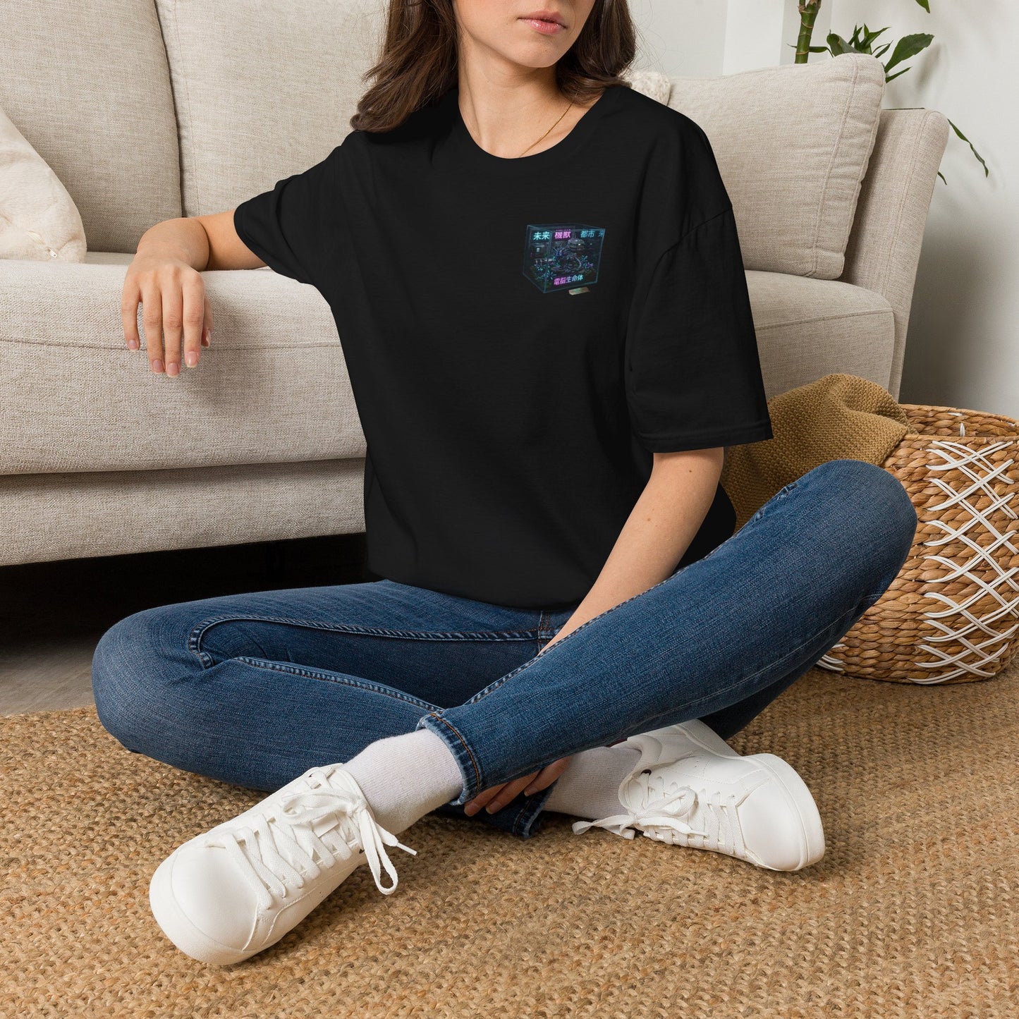Retro Cyber Cube T‑Shirt — Vaporwave Aesthetic Pocket Graphic