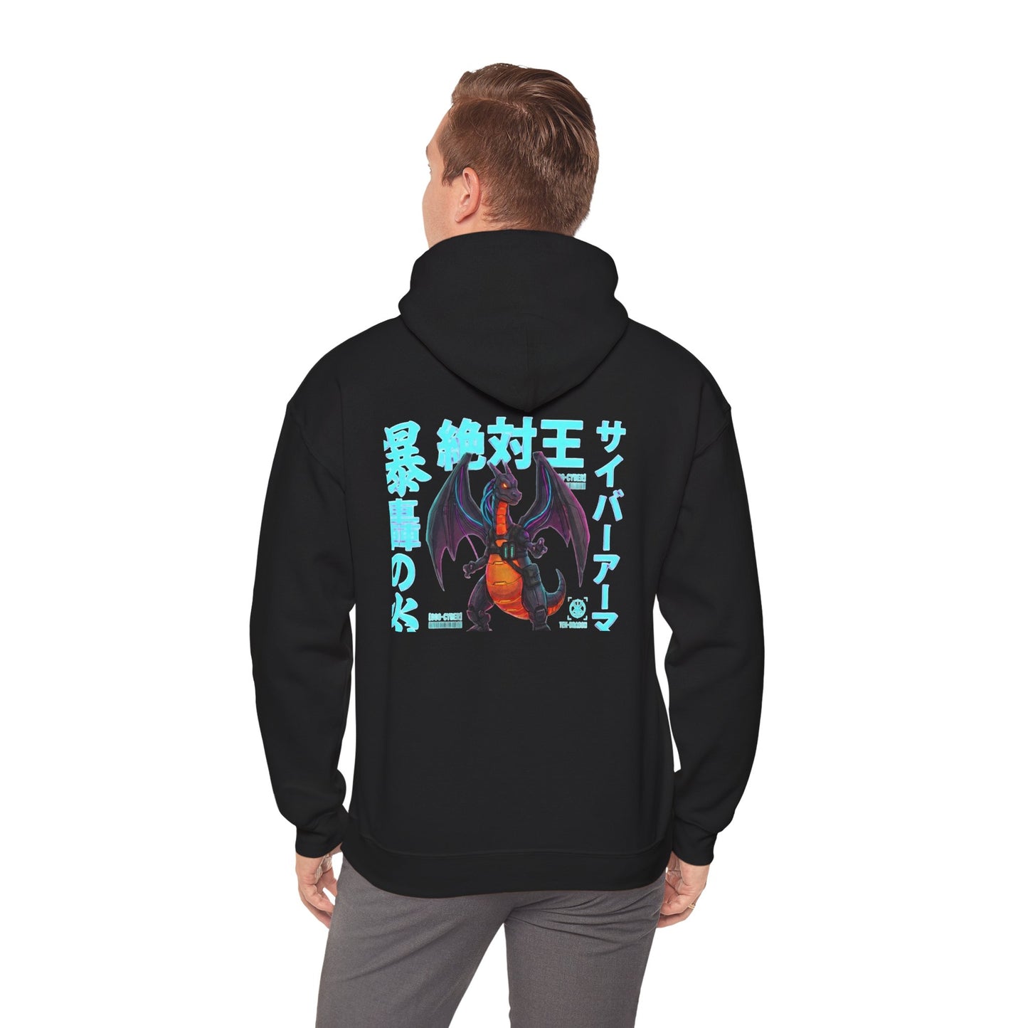 Dragon Cyberpunk Hoodie — Japanese Kanji Demon Graphic Pullover