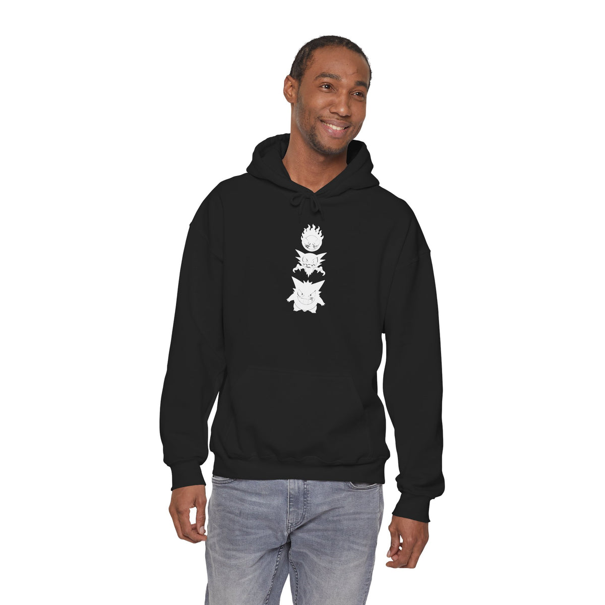 Silhouette Hoodie — Japanese Text Ghost Poke Pullover