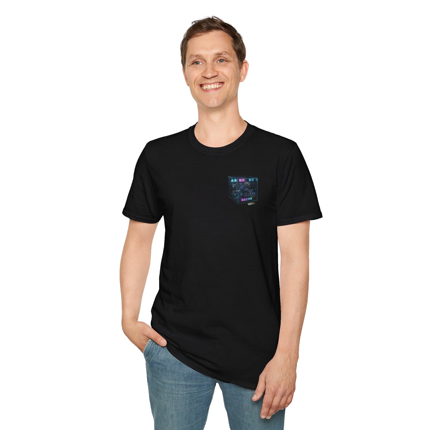 Retro Cyber Cube T‑Shirt — Vaporwave Aesthetic Pocket Graphic